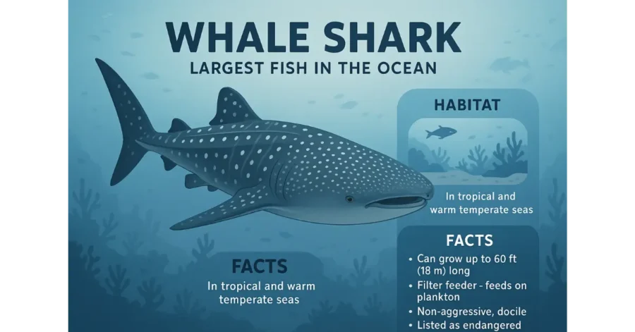 Whale Shark | Largest Fish in the Ocean, Habitat, and Facts Whale Shark | Largest Fish in the Ocean, Habitat, and Facts